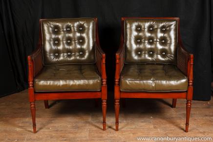 Pair Art Deco Arm Chairs Mahogany Fauteils Club Chair